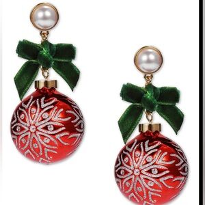 INC INTERNATIONAL 
INC Two-Tone Imitation Pearl & Bow Ornament Drop Earrings,